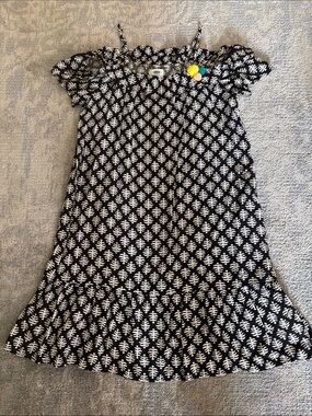 Old Navy Girls Black & White Patterned Sundress with Pom Pom Accent Size XXL